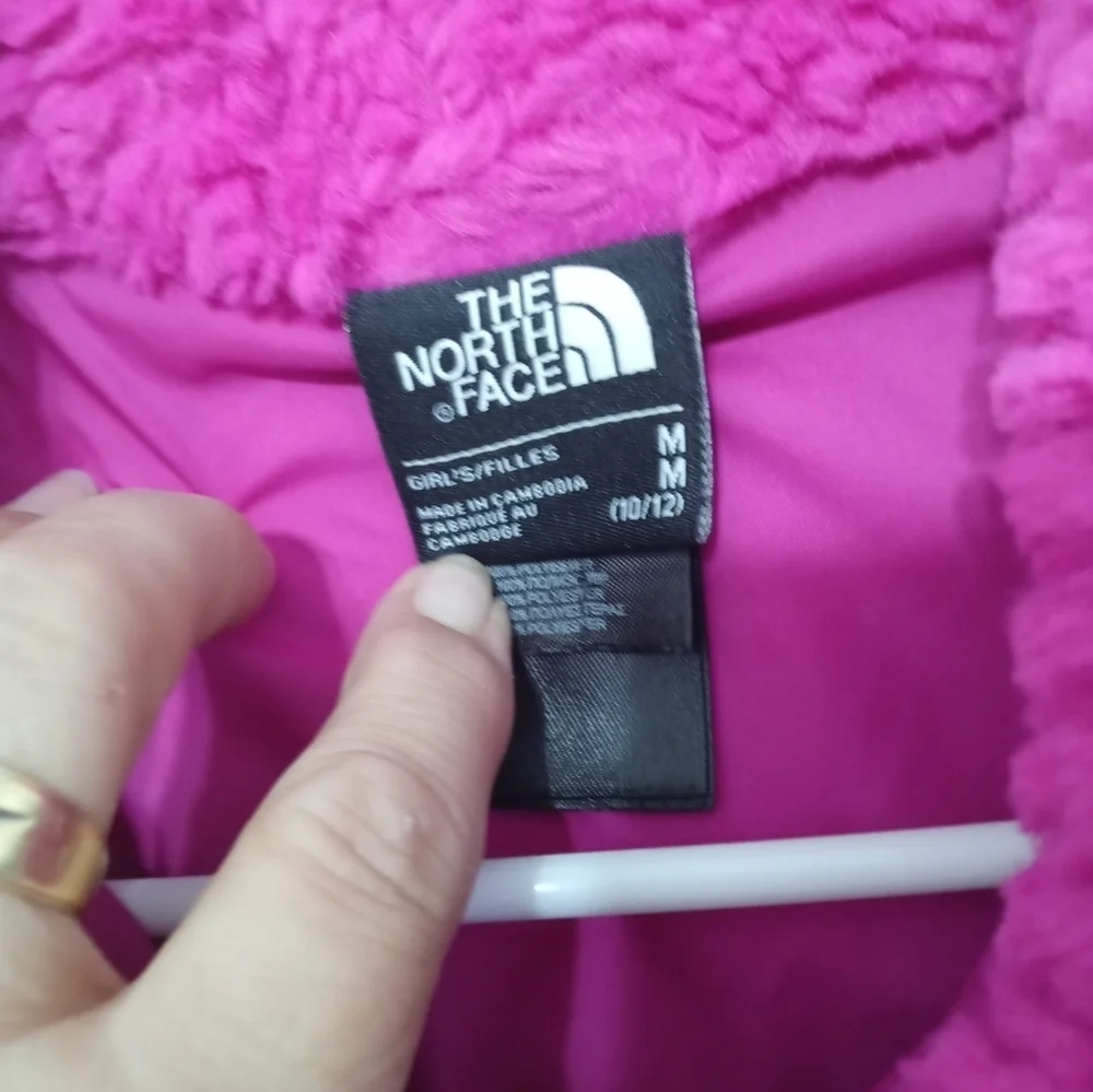 The North Face Girl's Barbie Pink Full Zip Teddy Bear Jacket w pockets 10/12